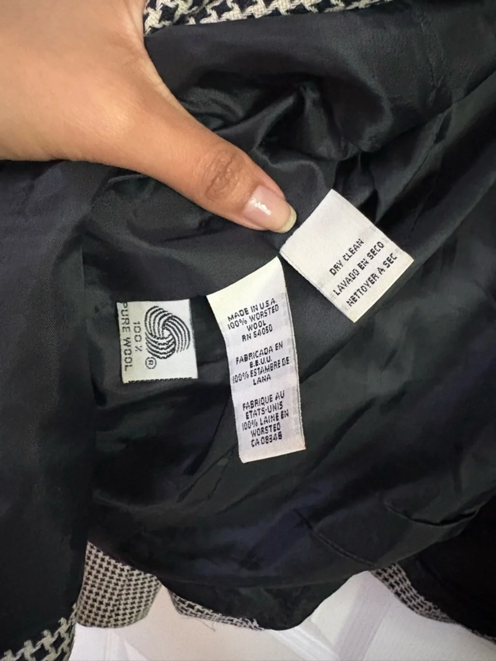 Dior Black and White Houndstooth Double-Breasted Blazer Jacket